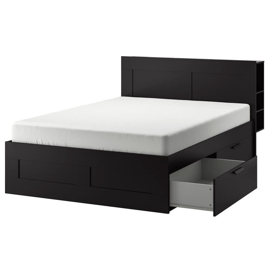 IKEA Brimnes bed met opbergruimte - Zo goed als nieuw, Huis en Inrichting, Slaapkamer | Bedden, Ophalen, Zwart, Tweepersoons, 140 cm