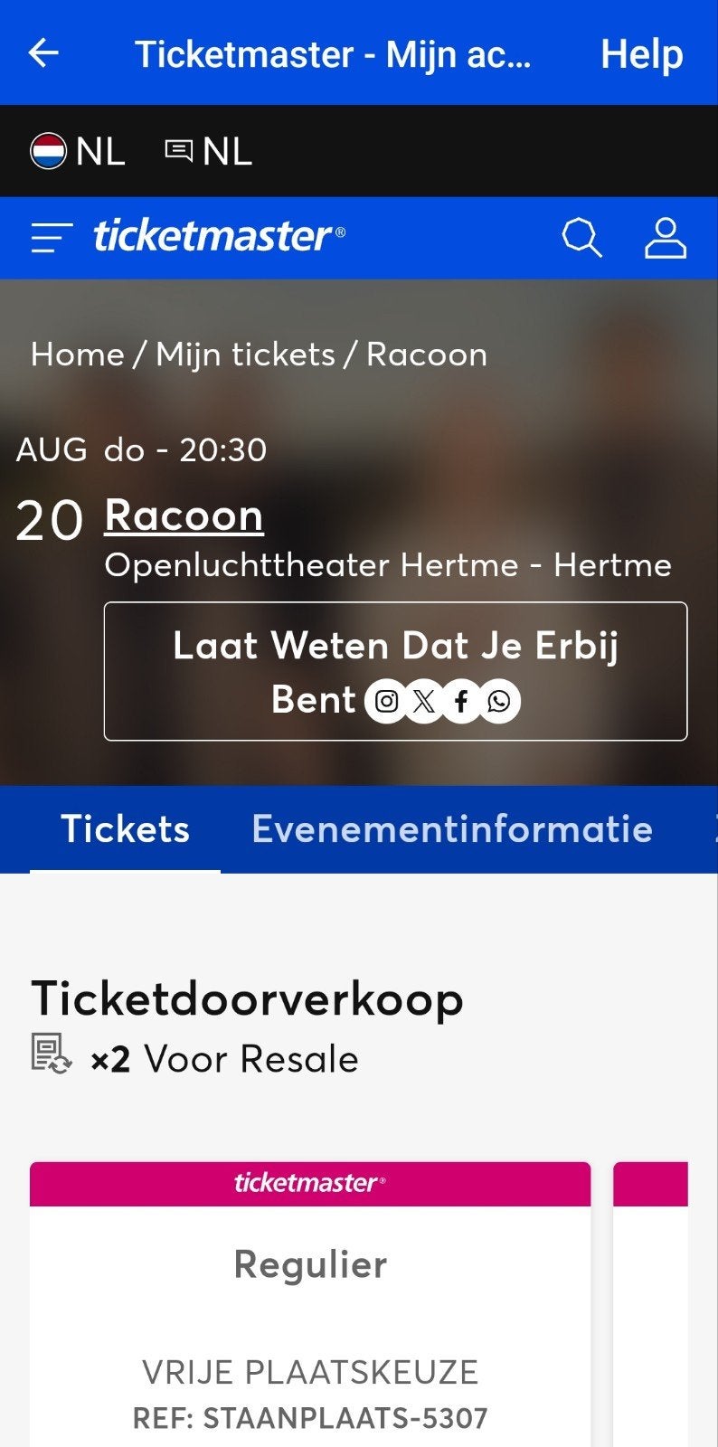 Racoon Openlucht Hertme, Twee personen, Augustus