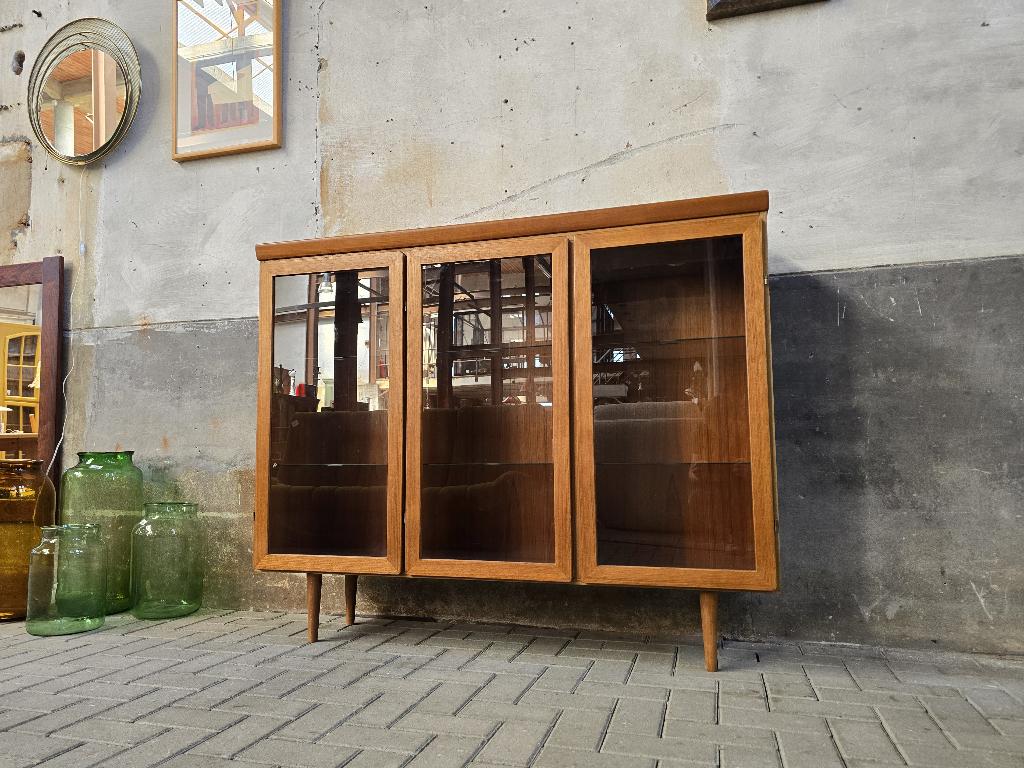 Jaren 80 Deens Design Vitrine / Dressoir Teak | Vintage Kast, Grenenhout, 100 tot 150 cm, Ophalen of Verzenden, 25 tot 50 cm