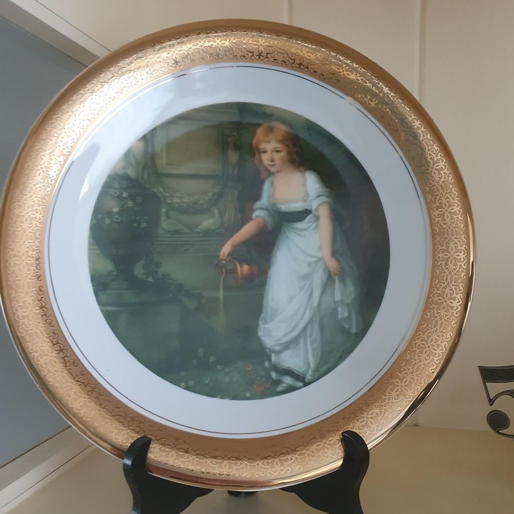 Wandbord met afbeelding van meisje dat water geeft, Ophalen of Verzenden