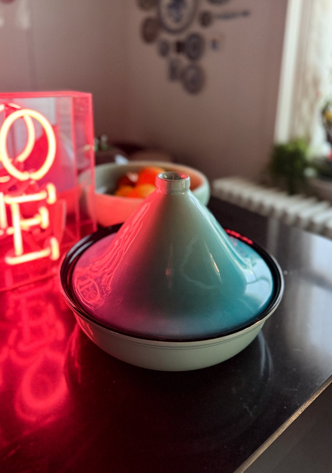 Tajine met Gietijzeren Bodem en Keramisch Deksel, Ophalen of Verzenden, Zo goed als nieuw, Gietijzer, Tajine
