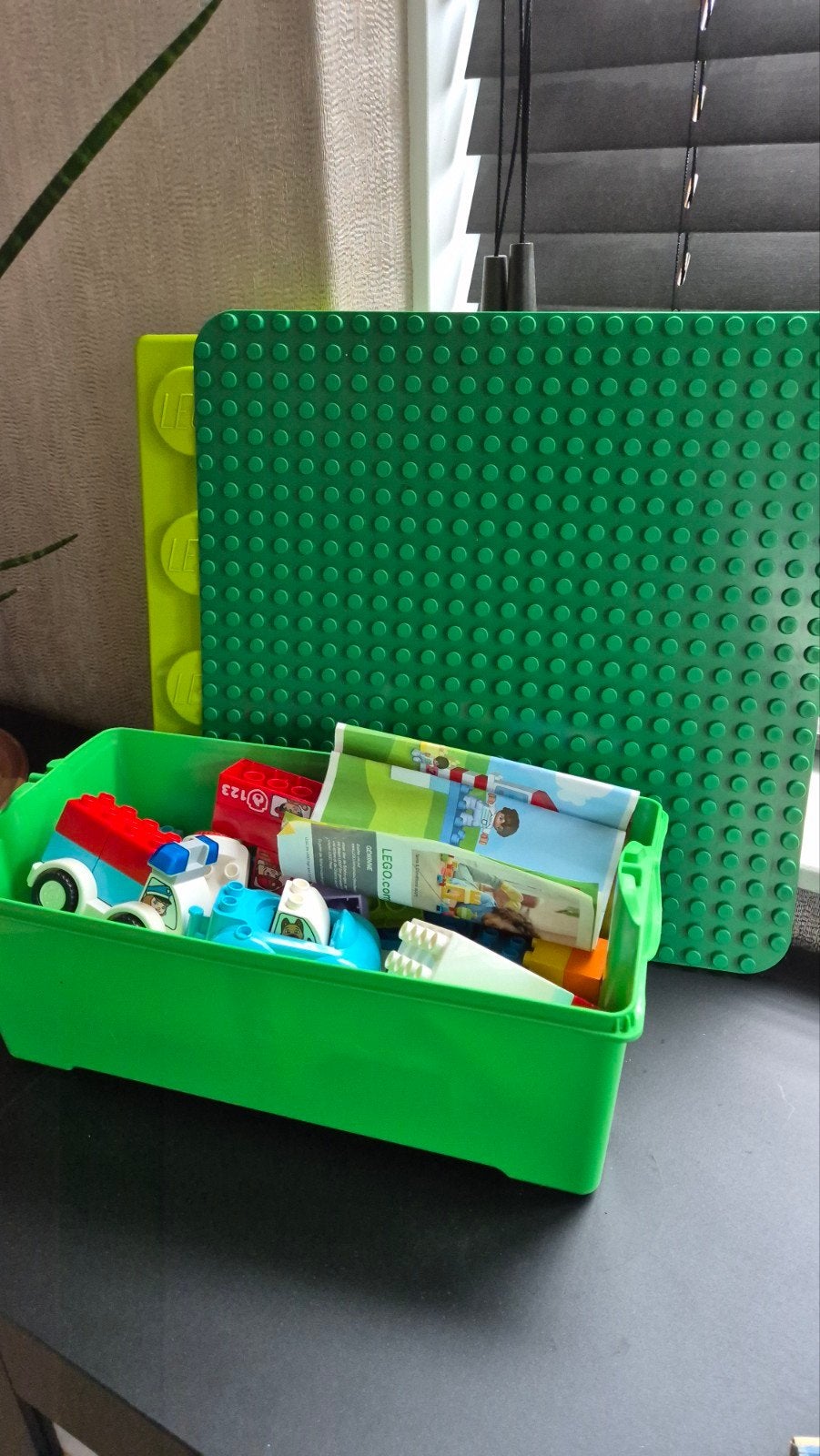 Duploblokken met bouwplaat, Ophalen, Gebruikt
