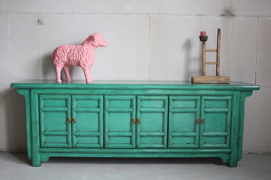 Oosterse Gekleurde Kast Uniek Meubel Hout Kleurrijk Dressoir, 150 tot 200 cm, Nieuw, Minder dan 100 cm, 25 tot 50 cm
