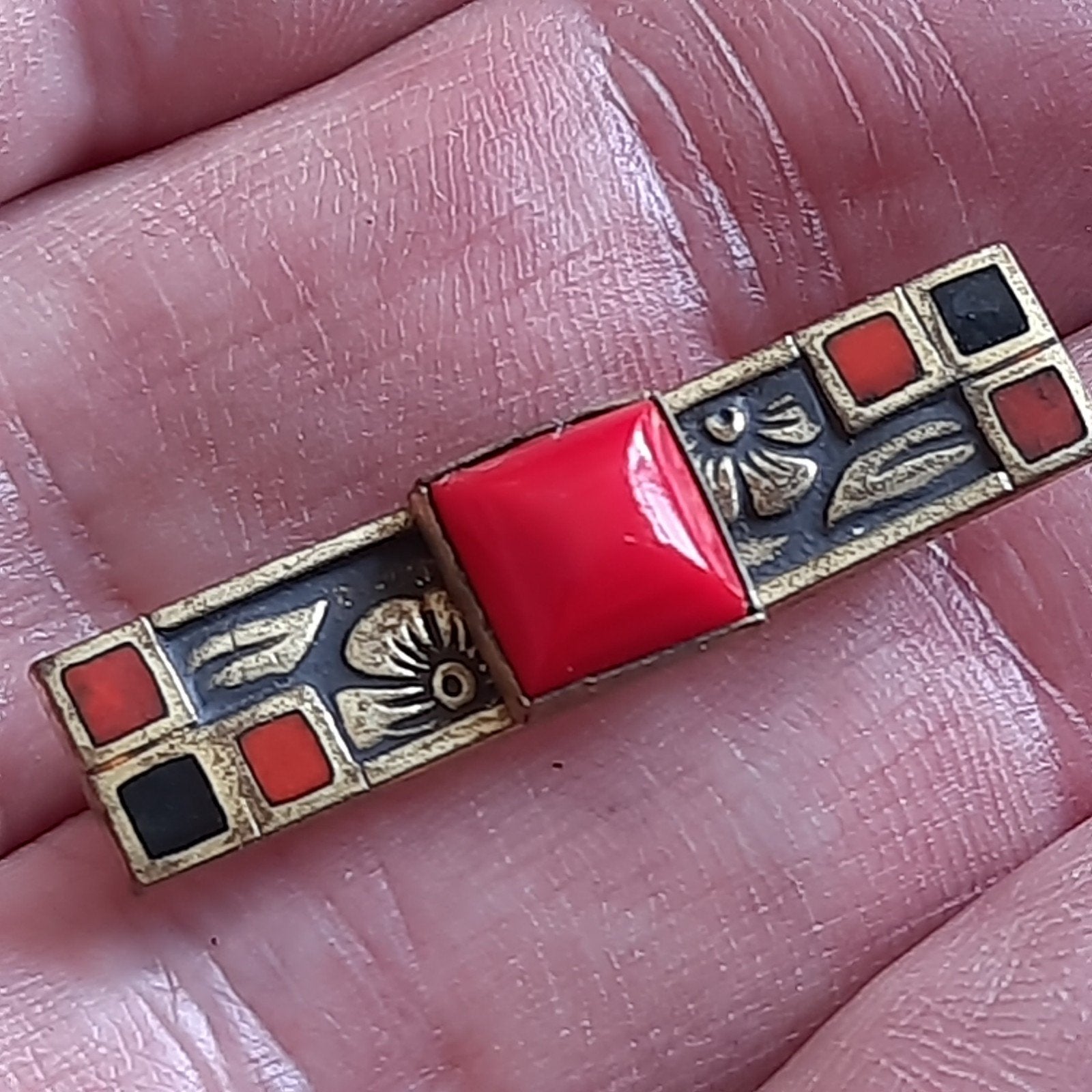 Art Deco Shawlclip of Schuifje met Emaille