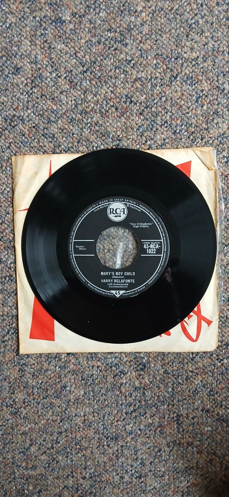 Harry Belafonte - Mary's Boy Child 45-toeren single, Ophalen, Gebruikt, 7 inch, Pop