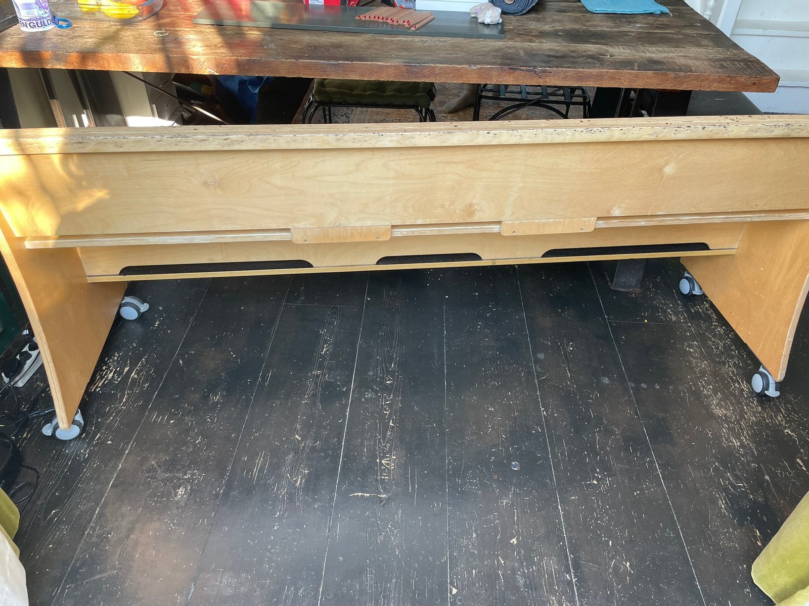 Oude BSO bank, Gebruikt, 100 tot 125 cm, Rechte bank, Minder dan 150 cm