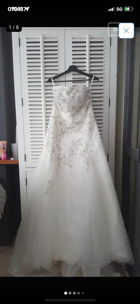 Prachtige strapless bruidsjurk maat 38/ 40, Ophalen of Verzenden, Zo goed als nieuw, Wit, Trouwjurk