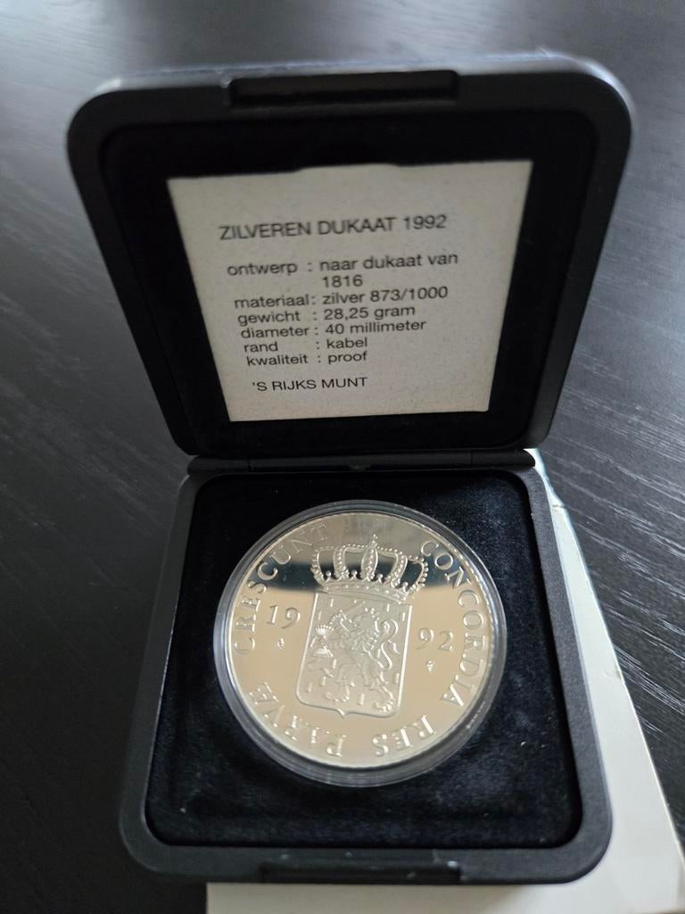 Zilveren Dukaat 1992 - 's Rijks Munt - Proof Kwaliteit, Postzegels en Munten, Munten | Nederland, Losse munt, Overige waardes