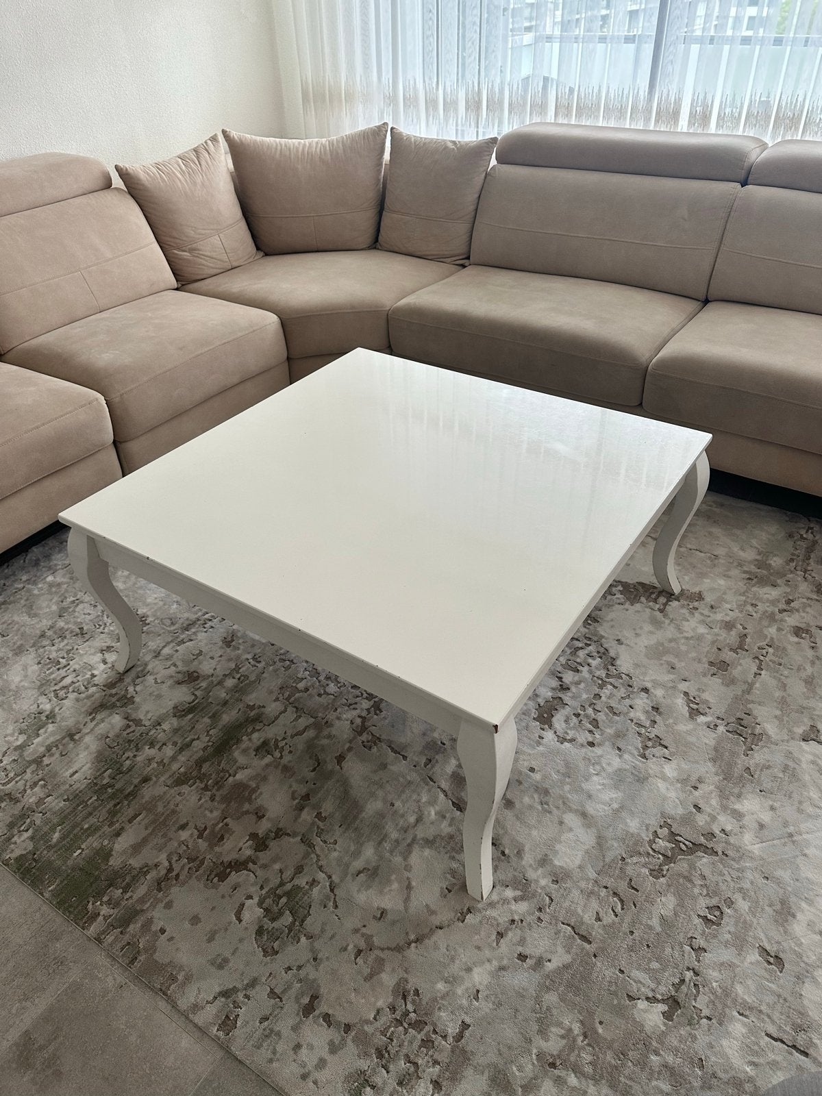 Eettafel met 6 stoelen en salontafel, Ophalen, Gebruikt, 150 tot 200 cm, Rechthoekig