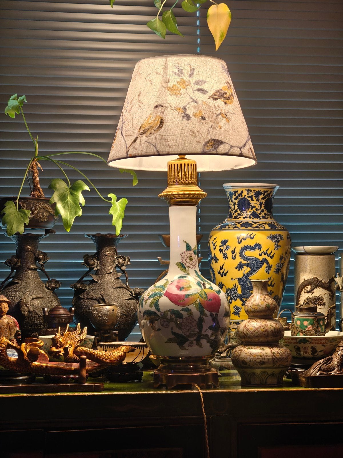 Stunning Mid-Century French Porcelain Table Lamp - Chinese S, Huis en Inrichting, Ophalen of Verzenden, Vintage