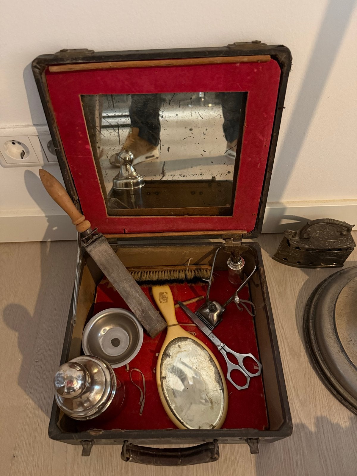 Antieke kappersset in koffer, Ophalen of Verzenden