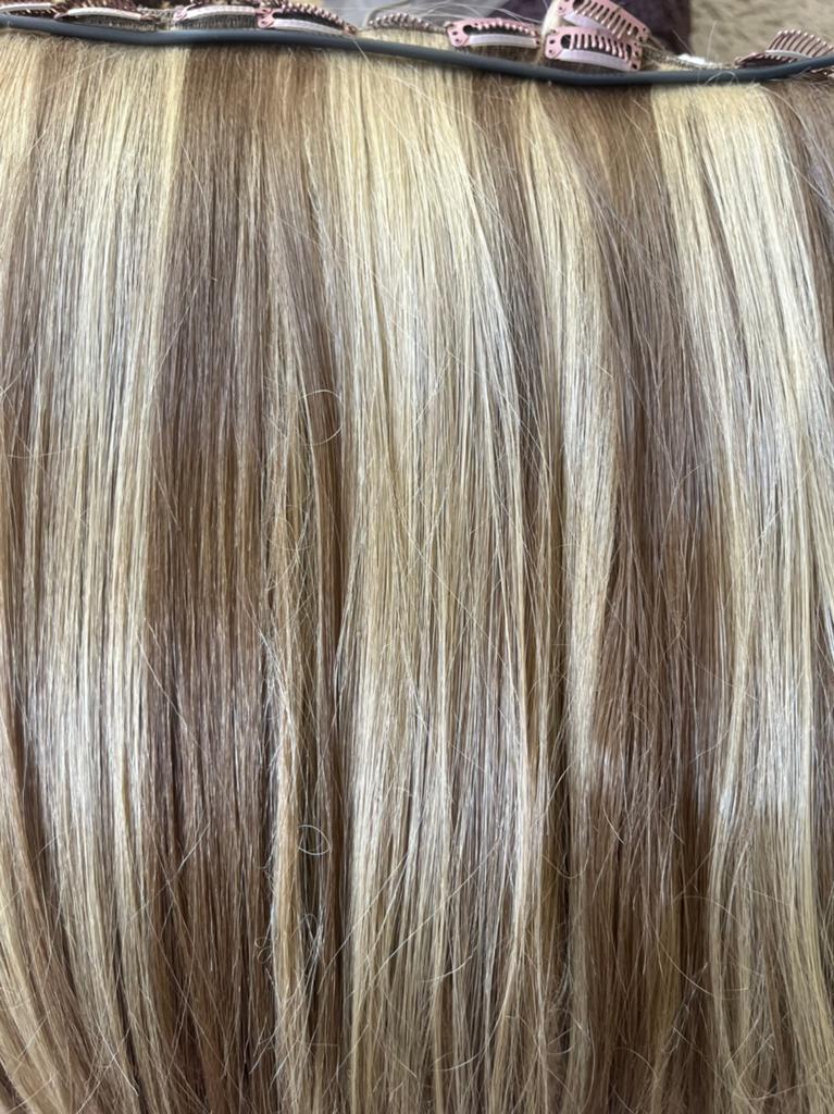 7 x Highlight clipin human hair extentions, Sieraden, Tassen en Uiterlijk, Uiterlijk | Haarverzorging, Ophalen, Zo goed als nieuw