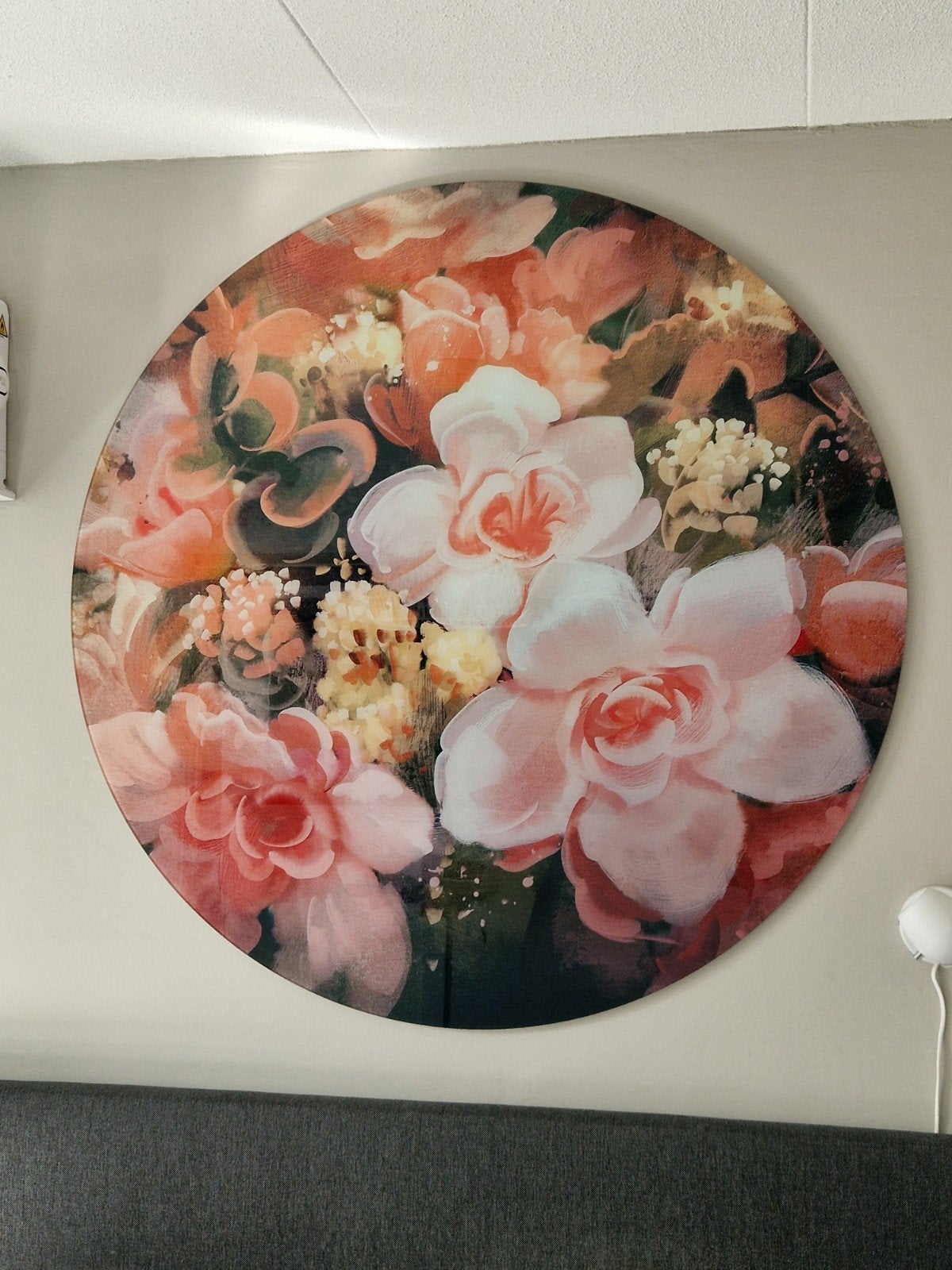 Groot rond glazen schilderij 120 cm, als nieuw, Huis en Inrichting, Ophalen, Zo goed als nieuw, 100 tot 125 cm, Schilderij