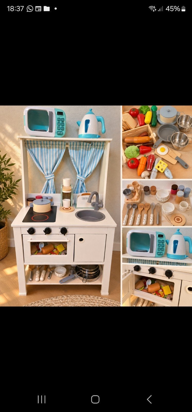 Grote speelkeuken met veel accessoires en speelgoedeten, Ophalen, Gebruikt, Hout, Speelkeuken