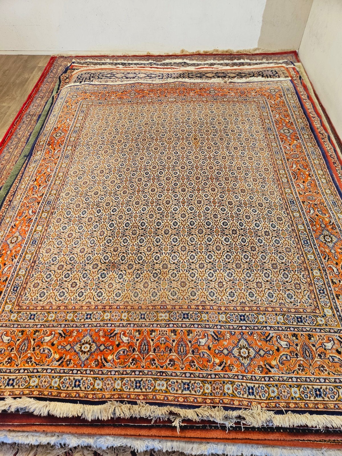 Perzisch Handgeknoopt Moud Tapijt. Prachtige kleuren!, Perzisch, Ophalen of Verzenden, Zo goed als nieuw, 200 cm of meer