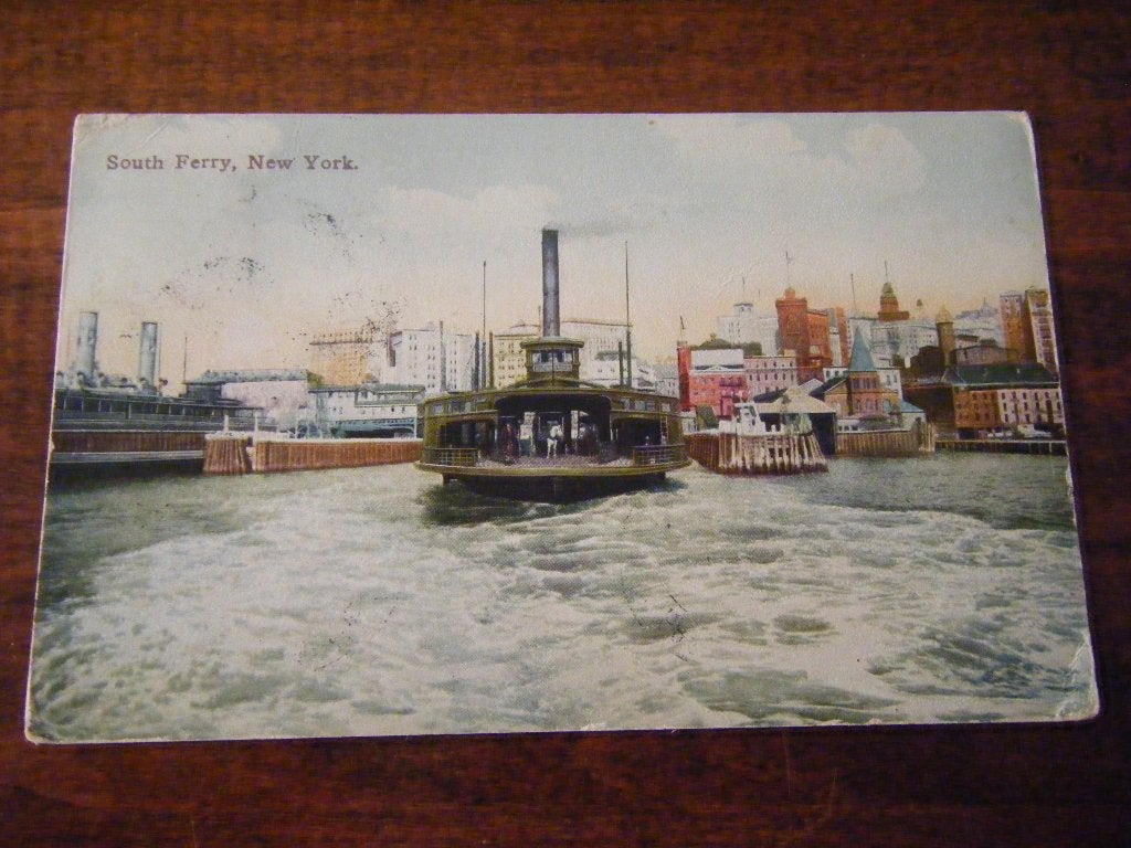 P41 - Schip - Haven - Ferry - New York - 1910 - Mooi/Oud, Ophalen of Verzenden, Gebruikt, Motorboot, Kaart, Foto of Prent