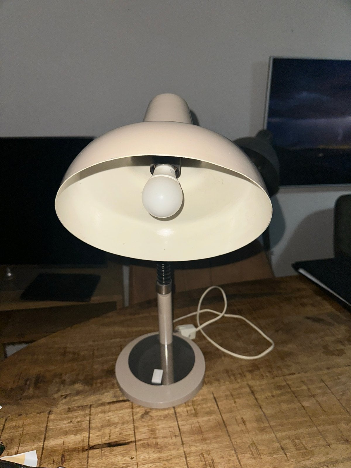 Vintage bureaulamp tafellamp beige roestvrijstaal jaren 60, Ophalen of Verzenden