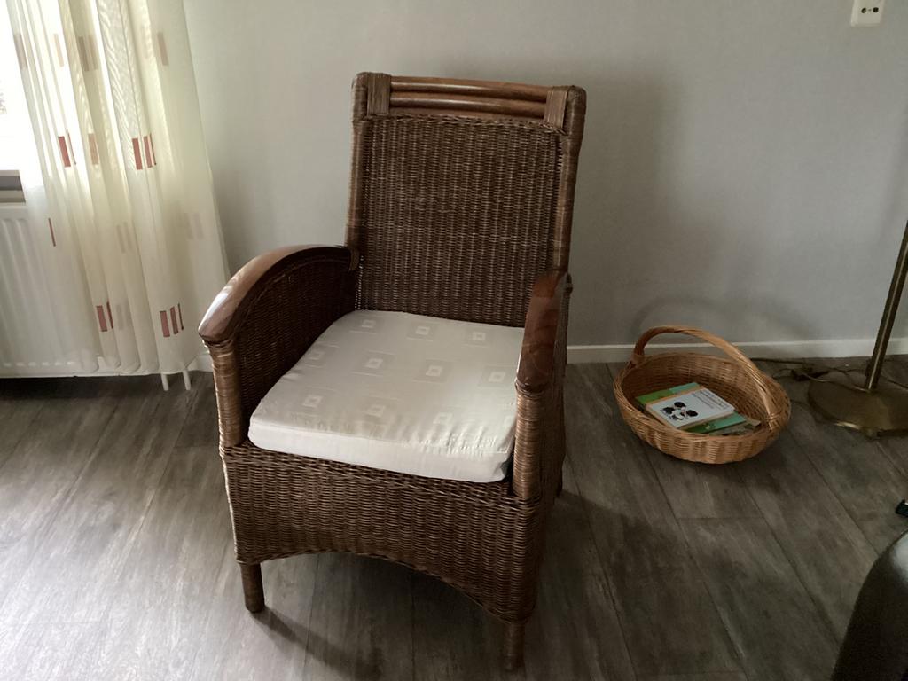 Fauteuil stoel rotan riet vintage, Ophalen, Zo goed als nieuw, Minder dan 75 cm, 50 tot 75 cm