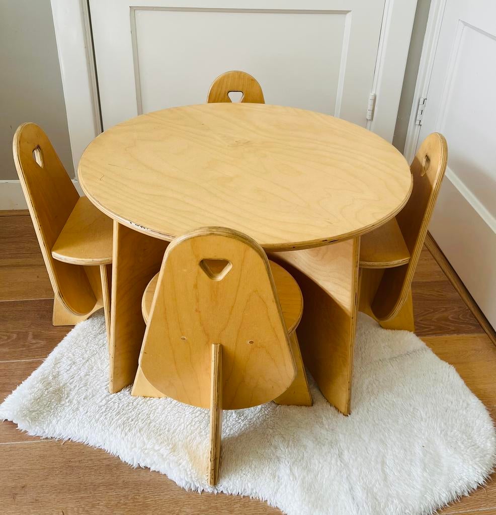 Ronde tafel Apollo, 4 stoeltjes peuter Van Dijk peuterstoel, Ophalen, Zo goed als nieuw, Tafel(s) en Stoel(en)