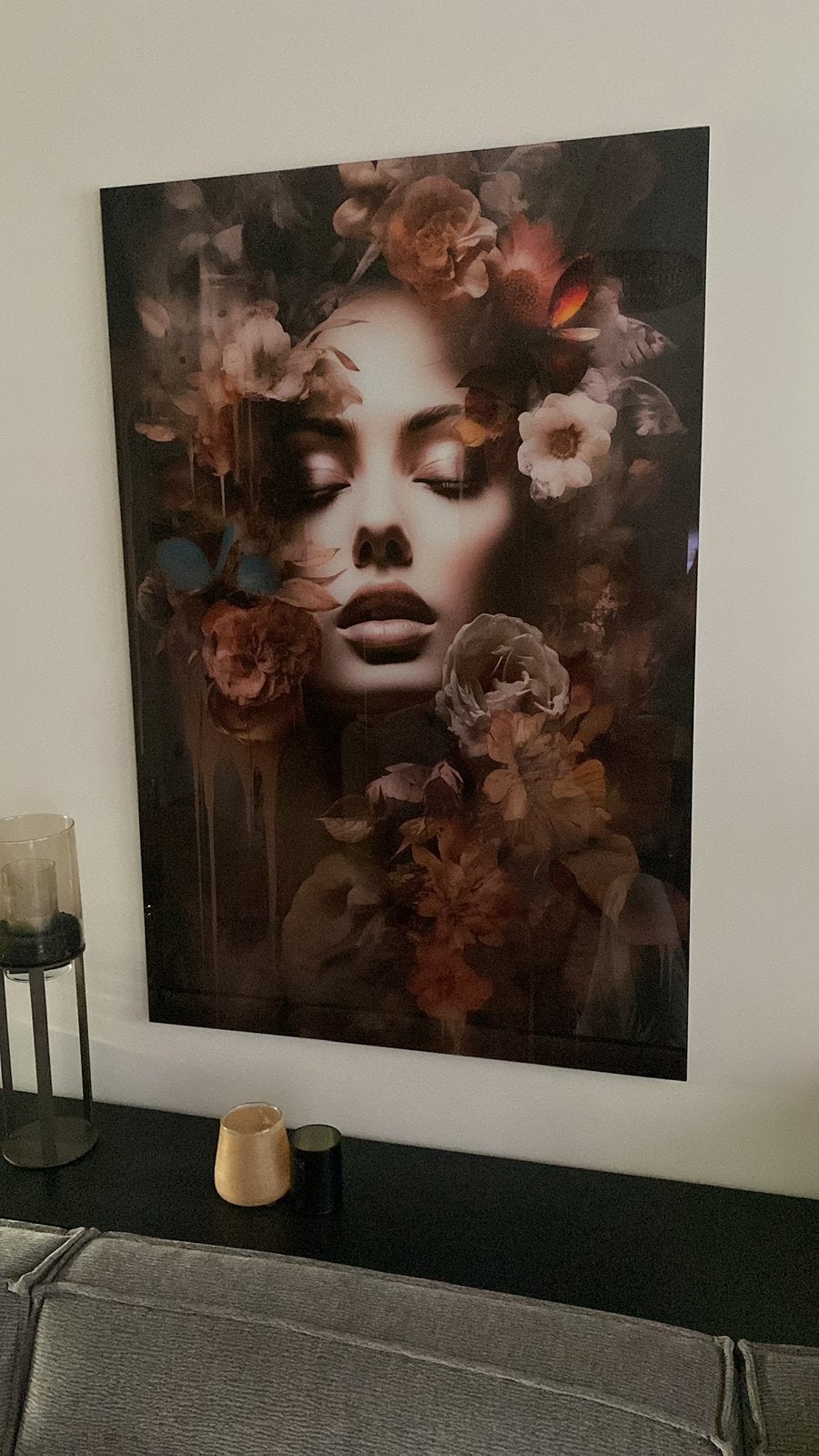 Glazen schilderij in perfecte staat 80x120, Huis en Inrichting, Ophalen, Zo goed als nieuw, Schilderij, 75 tot 100 cm