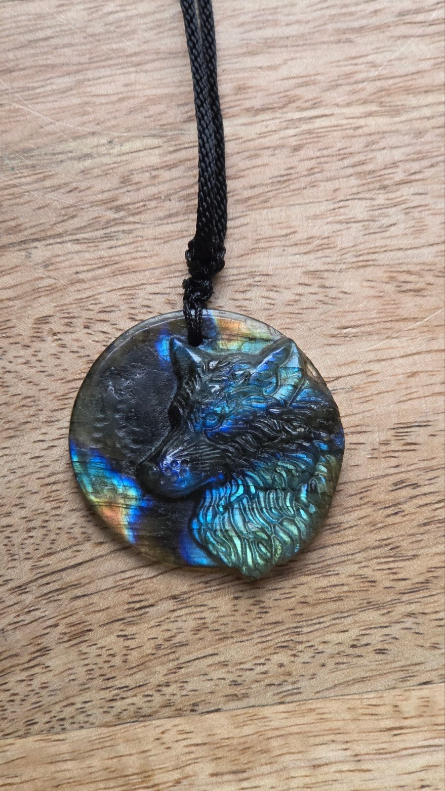 Labradoriet Wolf Ketting - Verstelbaar - 4 cm, Ophalen of Verzenden