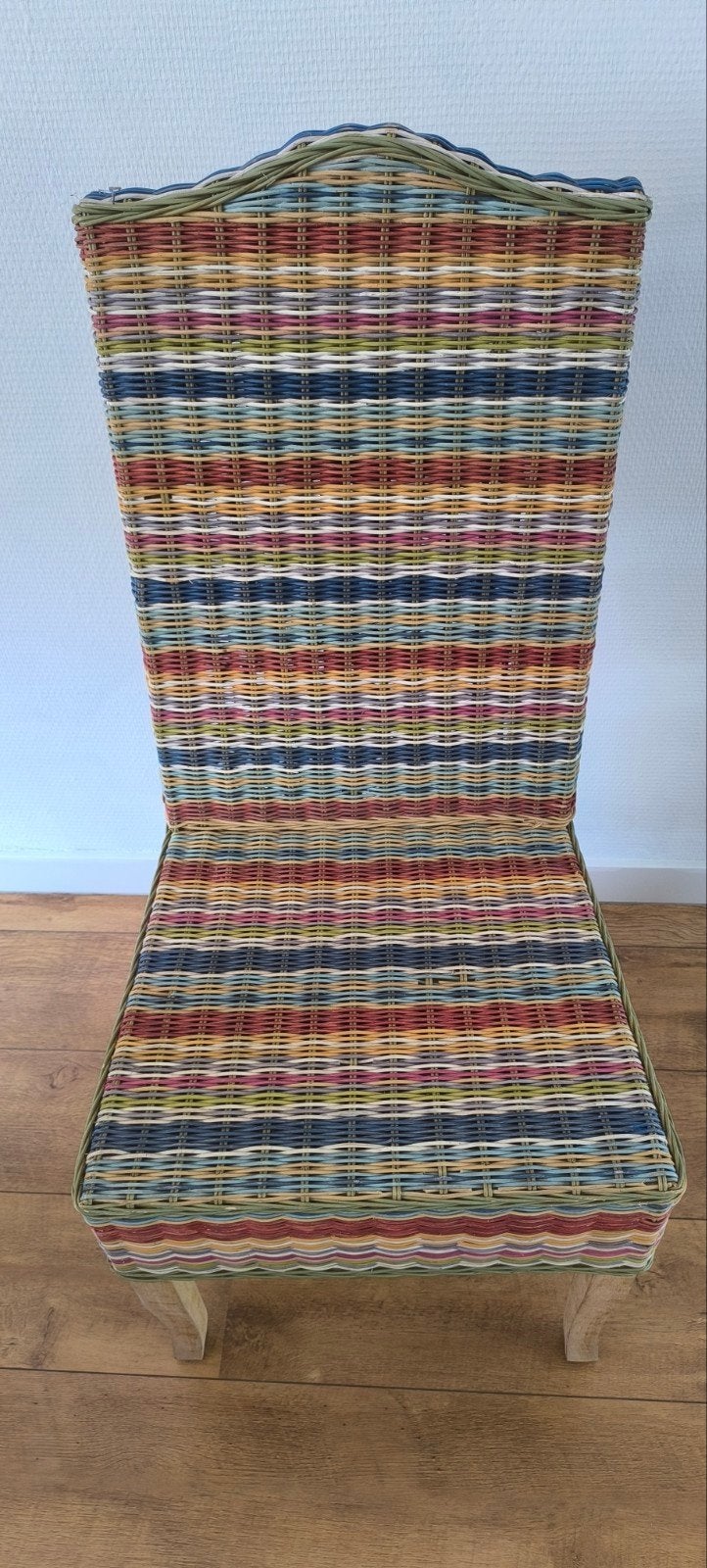 Rotan eetkamerstoelen met veelkleurig vlechtwerk, Ophalen, Gebruikt, Overige kleuren, Speels, Uniek, Handgemaakt