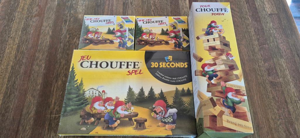 Chouffe Spellenpakket: Spel, Toren, Mime-Moi, 30 Seconds, Hobby en Vrije tijd, Gezelschapsspellen | Bordspellen, Vijf spelers of meer