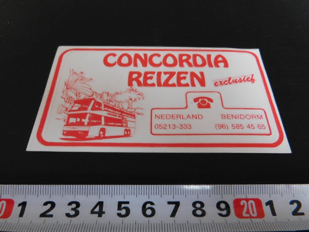 sticker Concordia Reizen exclusief Nederland Benidorm, Verzamelen, Ophalen, Zo goed als nieuw