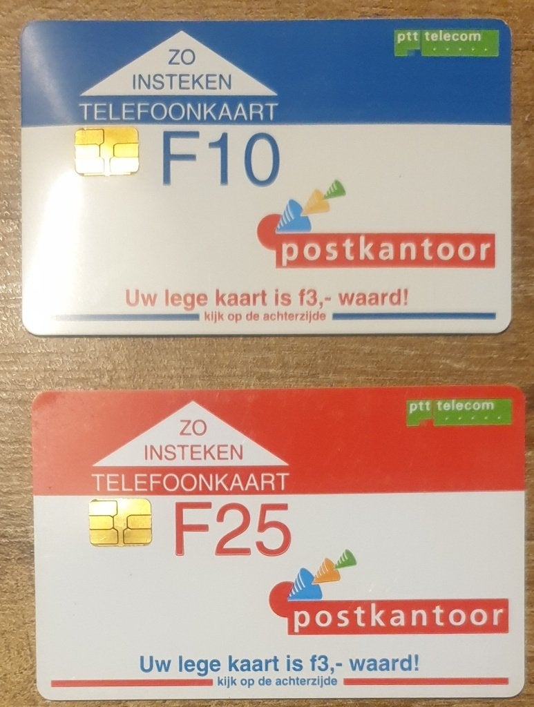 2 Standaard telefoonkaarten PTT telecom, gebruikt, Ophalen of Verzenden, Nederland