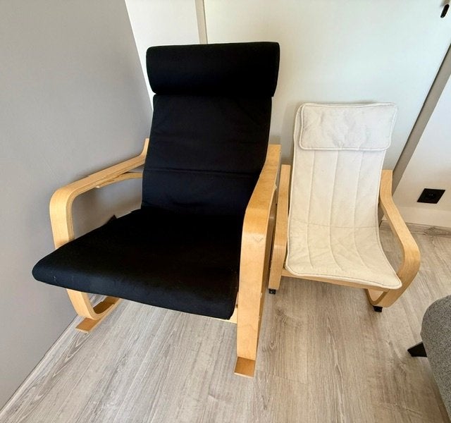 Leuke IKEA POÄNG Set: Relaxstoel + Kinderstoel (Zwart/Wit), Kinderen en Baby's, Kinderstoelen, Ophalen, Gebruikt, Overige typen