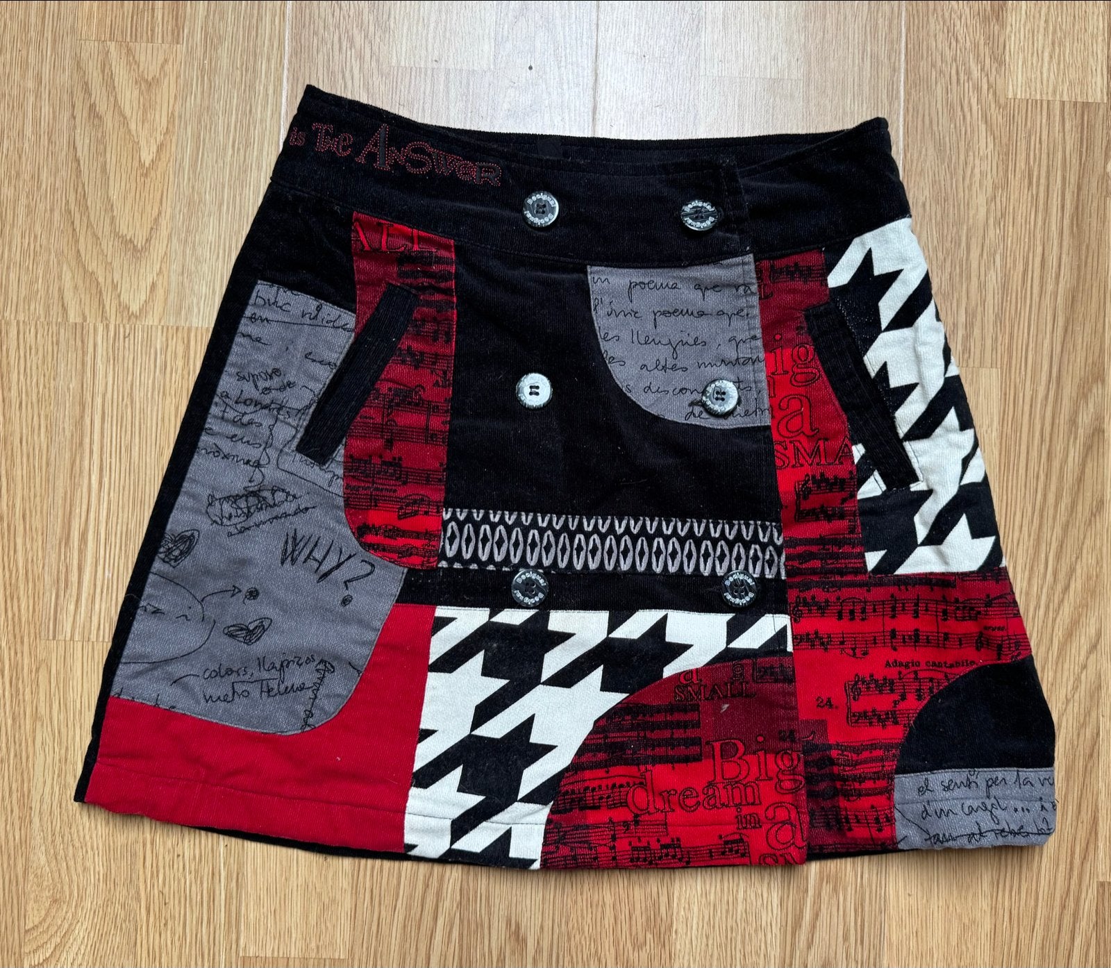 Desigual Patchwork Corduroy Rok - Maat 38, Kleding | Dames, Maat 38/40 (M), Meerkleurig, Ophalen of Verzenden, Gedragen