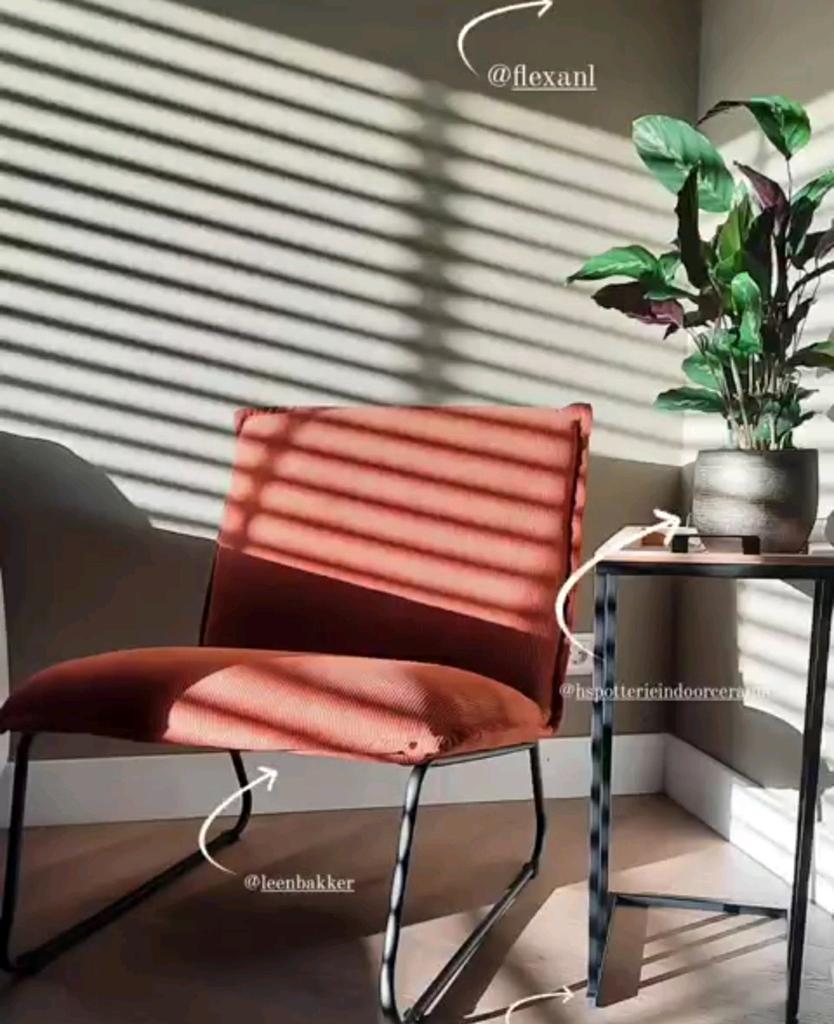 Moderne fauteuil – roestbruin fluweel – Leen Bakker, Ophalen, Stof, Eén