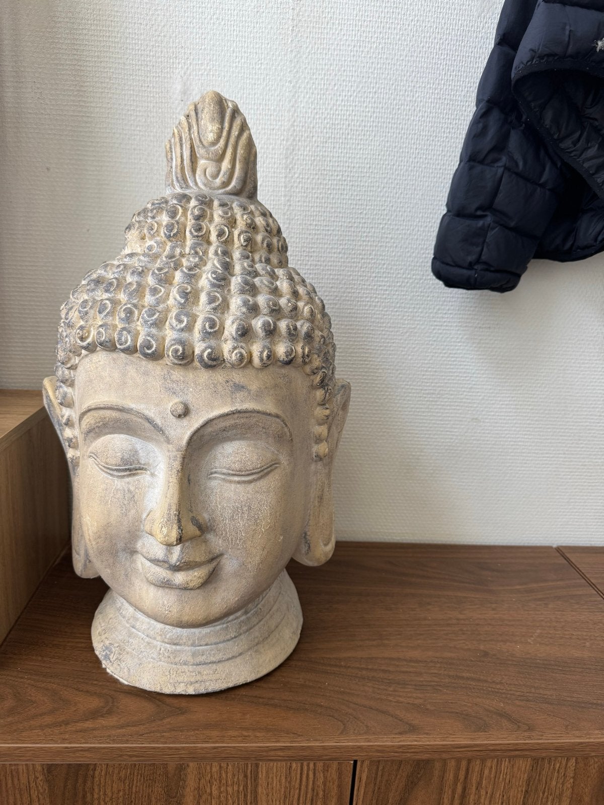 Boeddha Hoofd Beeld - Steen/Keramiek - 55 cm, Ophalen, Gebruikt, Steen/keramiek, Beige
