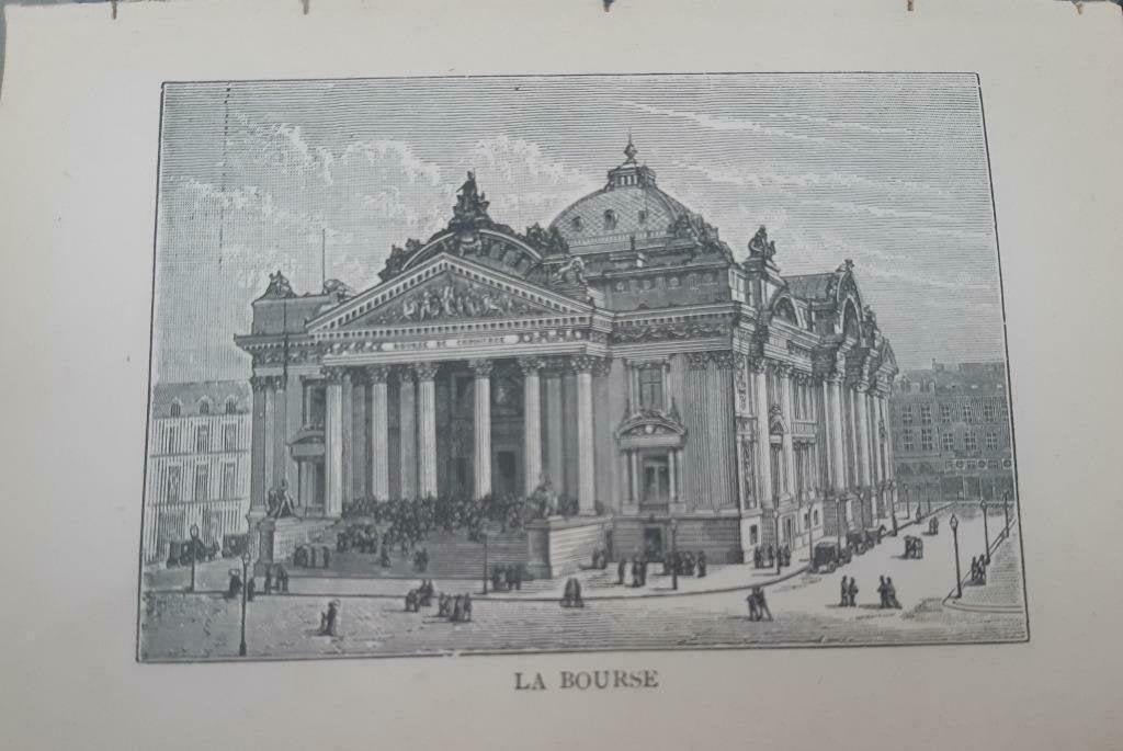 19 / Brussel La Bourse. Houtgravure uit 1892, Ophalen of Verzenden