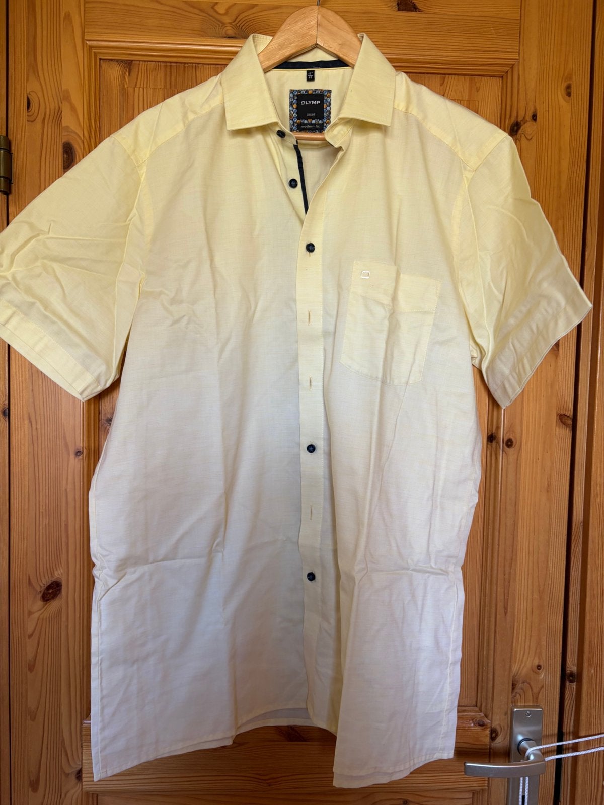 Overhemd blouse geel Olymp 43 17 1/2 oto 64 lengte 82, Ophalen of Verzenden, Zo goed als nieuw, Geel, Halswijdte 43/44 (XL)