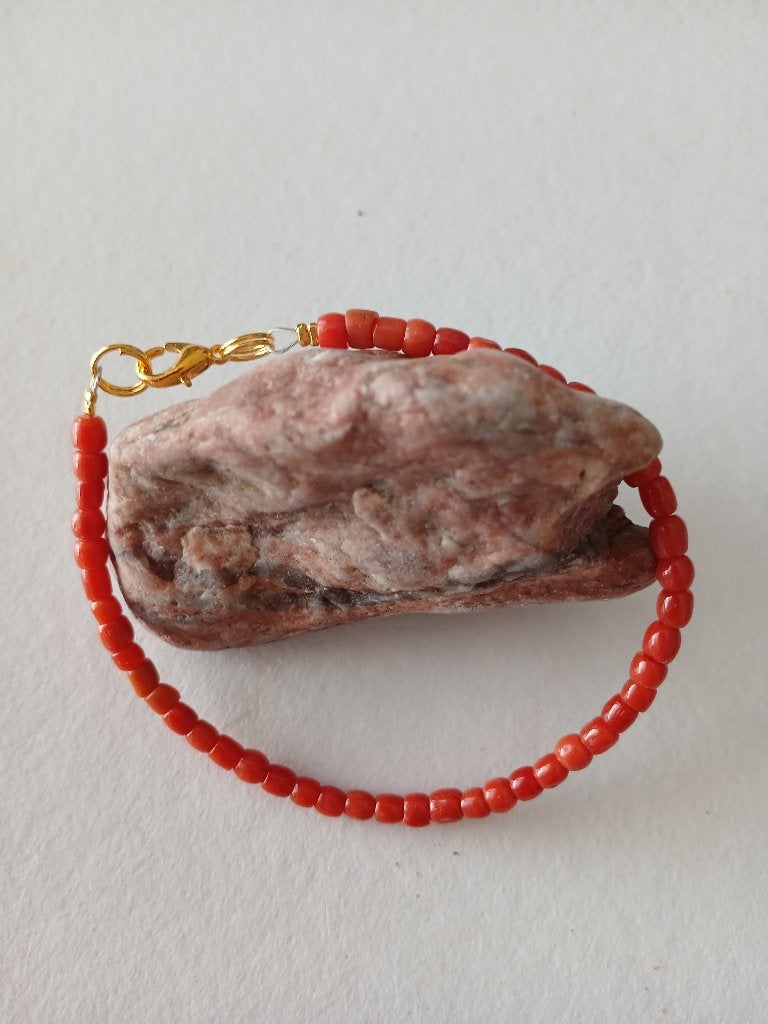 Bloedkoralen armband,  19 cm, Sieraden, Tassen en Uiterlijk, Verzenden, Gebruikt, Oranje, Overige materialen