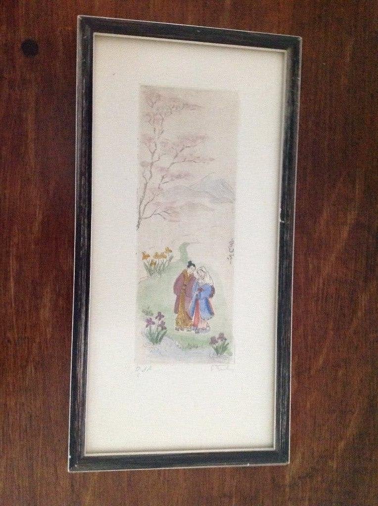 klein Japans of Chinees schilderijtje, Antiek en Kunst, Kunst | Schilderijen | Klassiek, Gedateerd, Ophalen of Verzenden, Landschap