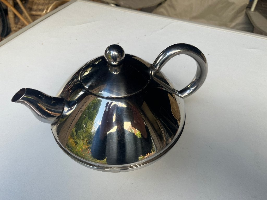 Bredemeijer Dubbelwandige theepot, Huis en Inrichting, Bredemeijer, Zilver, Ophalen of Verzenden, Metaal
