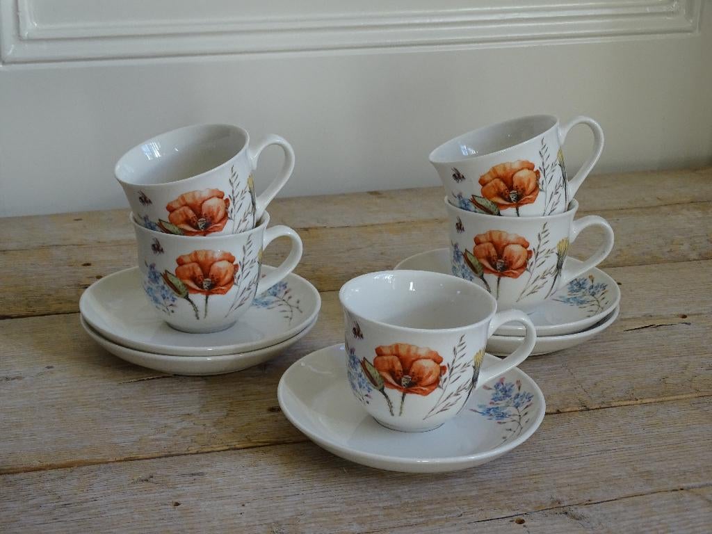 Servies Jet (by Ter Steege) FLOWERS OF THE FIELD, z.g.a.n., Overige typen, Ophalen of Verzenden, Zo goed als nieuw, Overige stijlen