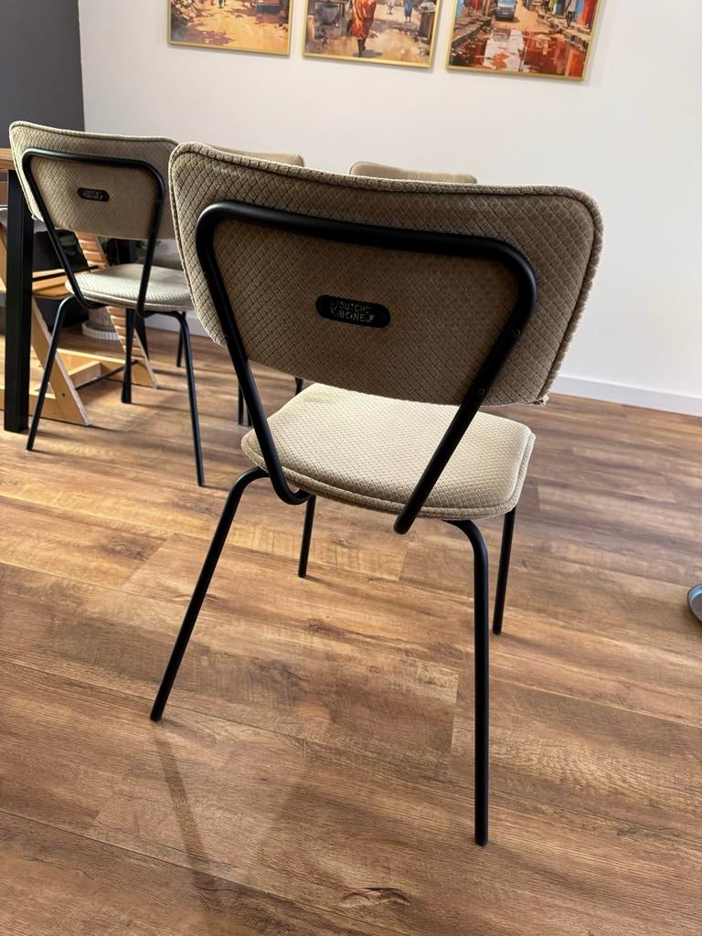 Dutchbone Fauteuil/Eetkamerstoel - Beige Stof & Metaal, Huis en Inrichting, Stoelen, Ophalen, Overige kleuren, Zo goed als nieuw