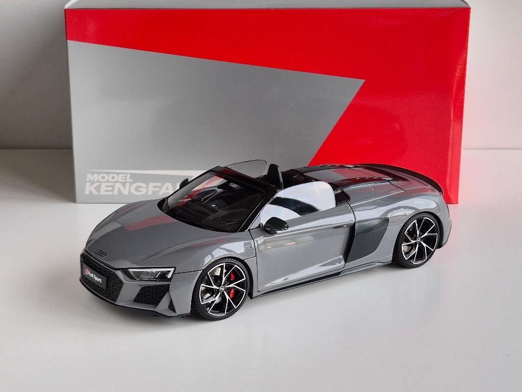 1:18 Kengfai Kiloworks Audi R8 Spyder Nardo Grey 2021, Ophalen of Verzenden, Zo goed als nieuw, Auto, Overige merken