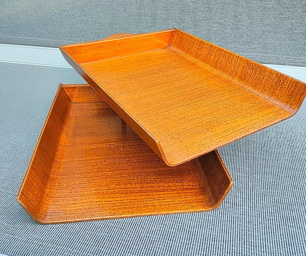 Iconische Knoll vintage letter tray, Gebruikt, Overige typen, Hout, Draaibaar