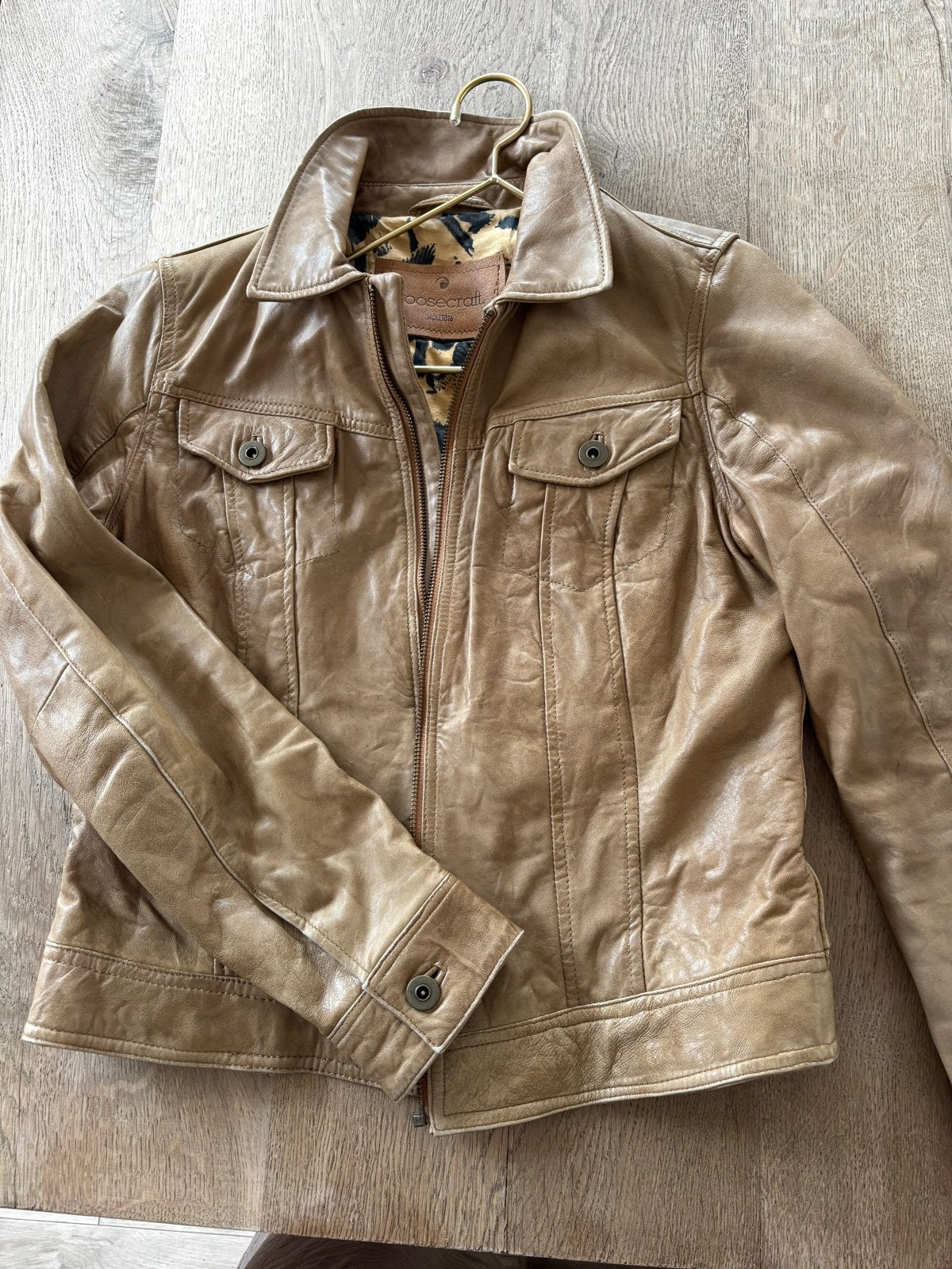 Goosecraft leren jas - Zo goed als nieuw, Kleding | Dames, Ophalen, Zo goed als nieuw, Bruin
