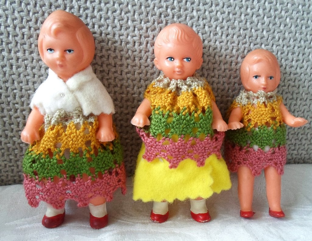 3 oude popjes. Jaren '60. 3 voor 10 euro., Verzamelen, Poppen, Ophalen of Verzenden, Gebruikt, Pop