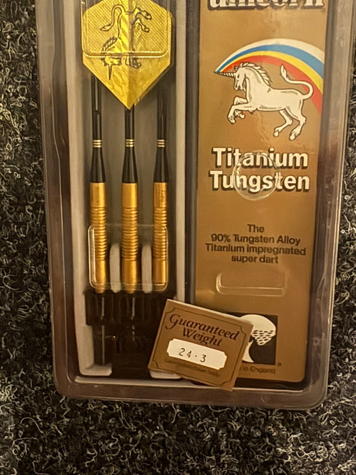 Barry Twomlow Unicorn Titanium Tungsten Golden Darts 24 Gram, Verzenden, Zo goed als nieuw, Pijlen