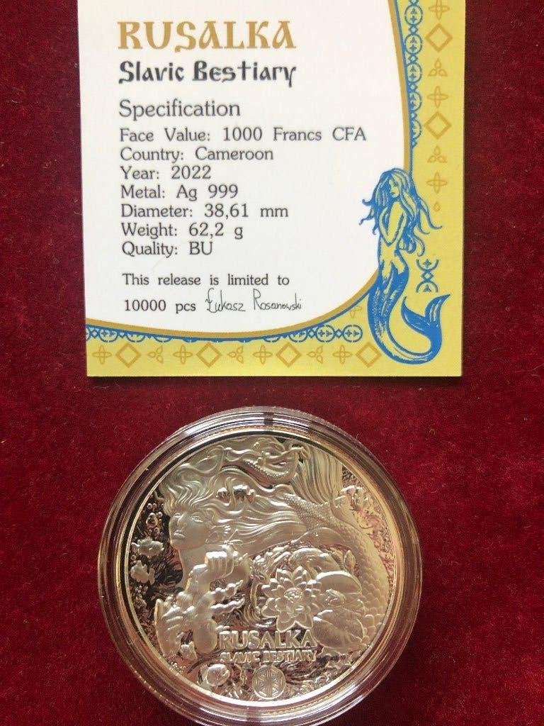 2 oz zilver munt Rusalka 2022 "Slavic Bestiary", Ophalen of Verzenden, Zilver