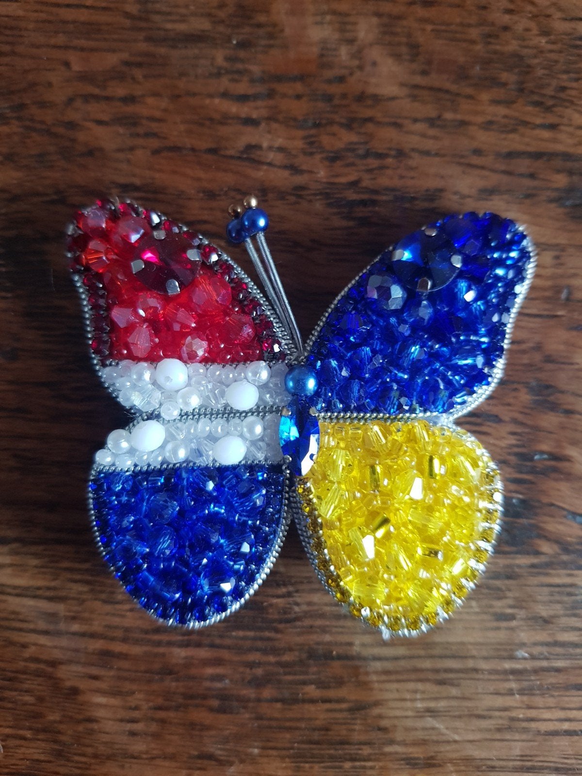 Unieke handgemaakte vlinder broche – NL & Oekraïne, Ophalen of Verzenden, Nieuw, Blauw, Overige materialen