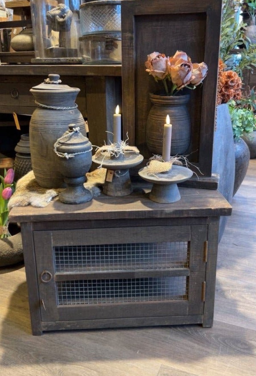 Stoer Driftwood Kastje met Metalen Gaasdeur - SALE, Ophalen, Breda, Bg, Nieuw