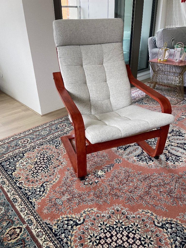 IKEA Poäng stoel – beige kussen, Ophalen, Hout, Bruin, Zo goed als nieuw