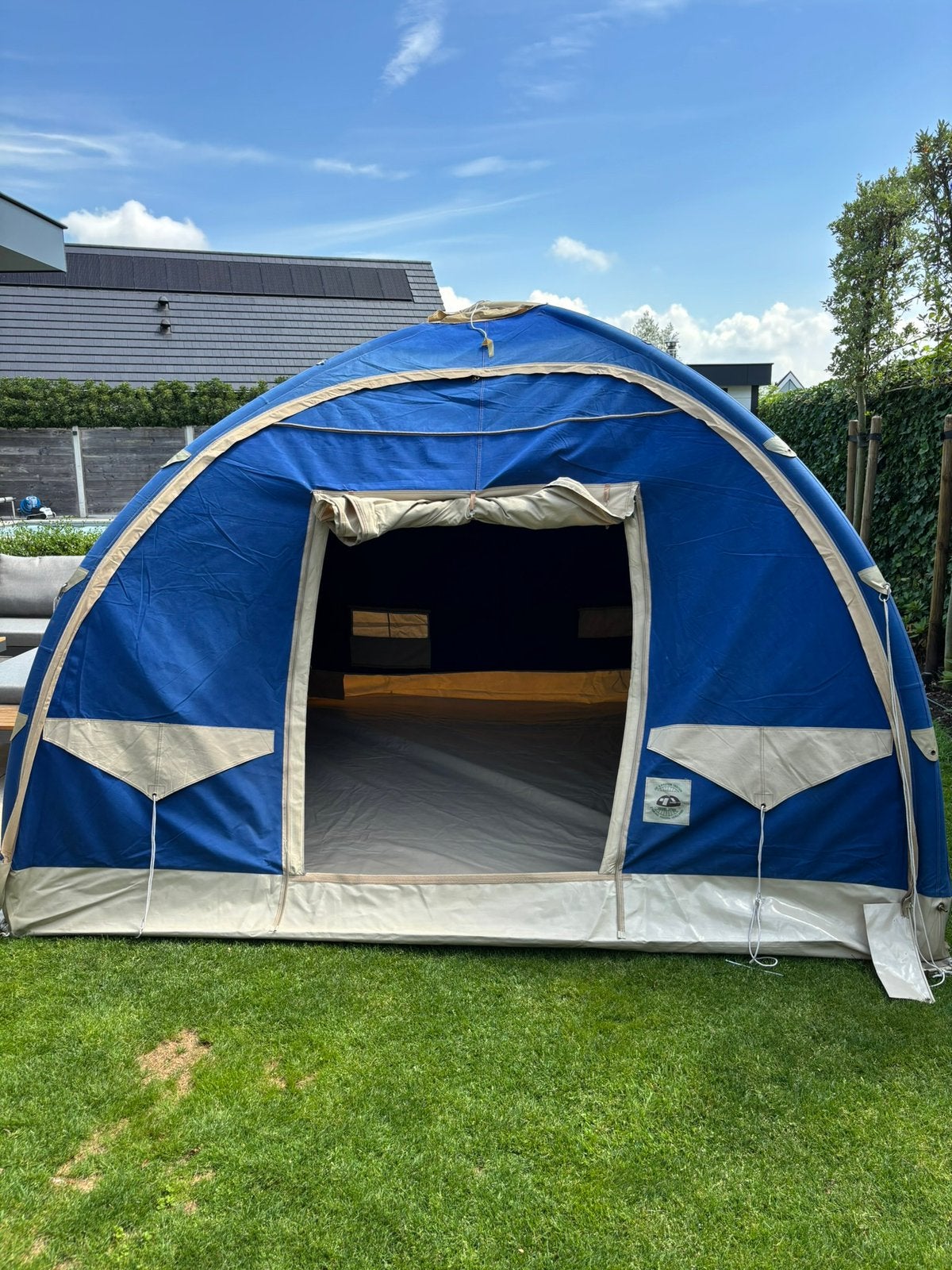 Karsten opblaastent 3x3 blauw, Ophalen, Gebruikt, Tot en met 4